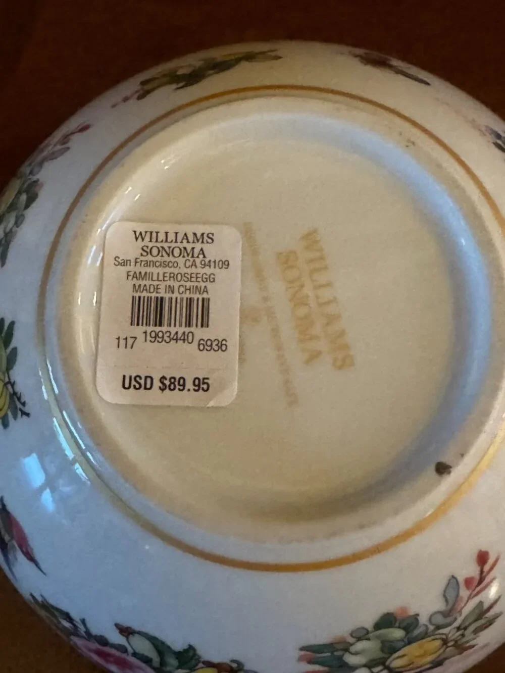 Williams Sonoma Porcelain Decorative Egg with Pastel Green and Floral Accents